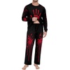 image:imageMens Pajama Set Long Sleeve Shirts and Pants Soft Comfy Pjs Print Sleepwear08 Fp Red Handprintblack