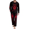 image:imageMens Pajama Set Long Sleeve Shirts and Pants Soft Comfy Pjs Print Sleepwear08 Fp Red Handprintblack