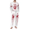 image:imageMens Pajama Set Long Sleeve Shirts and Pants Soft Comfy Pjs Print Sleepwear09 Fp Red Print Handwhite