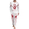 image:imageMens Pajama Set Long Sleeve Shirts and Pants Soft Comfy Pjs Print Sleepwear09 Fp Red Print Handwhite