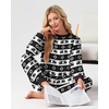 image:imagePrinStory Mens Pajamas Set Fleece Pjs Long Sleeve Soft Sleepwear S2XLBlack Snowflake Elk