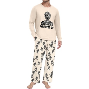image:imageMens Pajama Set Long Sleeve Shirts and Pants Soft Comfy Pjs Print Sleepwear02 Fp Beige Mummy Wrapped Up