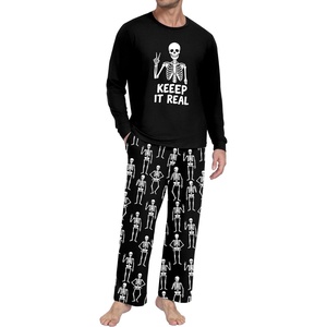 image:imageMens Pajama Set Long Sleeve Shirts and Pants Soft Comfy Pjs Print Sleepwear04 Fp Black Skeleton