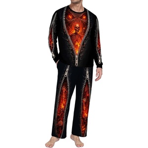 image:imageMens Pajama Set Long Sleeve Shirts and Pants Soft Comfy Pjs Print Sleepwear10 Fp Zipper Skull  Flame Skeleton