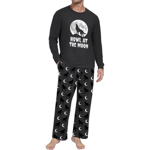 image:imageMens Pajama Set Long Sleeve Shirts and Pants Soft Comfy Pjs Print Sleepwear14 Fp Dark Gray Wolf