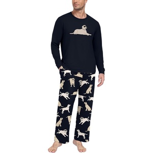 image:imageMens Pajama Set Long Sleeve Shirts and Pants Soft Comfy Pjs Print SleepwearFp Dw Navy White Dog