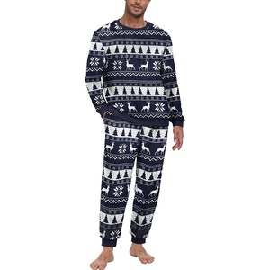 image:imagePrinStory Mens Pajamas Set Fleece Pjs Long Sleeve Soft Sleepwear S2XLNavy Blue Forest Elk