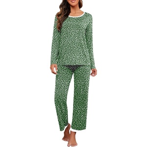 image:imagePrinStory Womens Pajama Sets Long Pjs Soft Lounge Sets XS4XLFpspot Green
