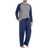 image:imageMens Pajamas Set Shirt and Pants Relaxed Fit Soft Fall Loungewear Sleepwear0navy Blue