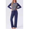 image:imageMens Pajamas Set Shirt and Pants Relaxed Fit Soft Fall Loungewear Sleepwear0navy Blue