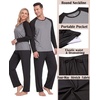 image:imageMens Pajamas Set Shirt and Pants Relaxed Fit Soft Fall Loungewear SleepwearBlack Gray