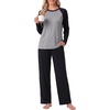image:imageMens Pajamas Set Shirt and Pants Relaxed Fit Soft Fall Loungewear SleepwearBlack Gray