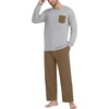 image:imageMens Pajamas Set Shirt and Pants Relaxed Fit Soft Fall Loungewear SleepwearBrown Light Gray
