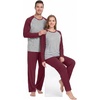 image:imageMens Pajamas Set Shirt and Pants Relaxed Fit Soft Fall Loungewear SleepwearC Wine Red