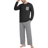 image:imageMens Pajamas Set Shirt and Pants Relaxed Fit Soft Fall Loungewear SleepwearDark Gray Black