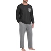image:imageMens Pajamas Set Shirt and Pants Relaxed Fit Soft Fall Loungewear SleepwearDark Gray Black