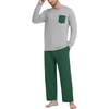 image:imageMens Pajamas Set Shirt and Pants Relaxed Fit Soft Fall Loungewear SleepwearDark Green Light Gy