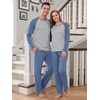 image:imageMens Pajamas Set Shirt and Pants Relaxed Fit Soft Fall Loungewear SleepwearGray Blue