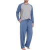 image:imageMens Pajamas Set Shirt and Pants Relaxed Fit Soft Fall Loungewear SleepwearGray Blue
