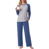 image:imageMens Pajamas Set Shirt and Pants Relaxed Fit Soft Fall Loungewear SleepwearGray Blue