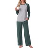image:imageMens Pajamas Set Shirt and Pants Relaxed Fit Soft Fall Loungewear SleepwearGreen
