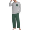 image:imageMens Pajamas Set Shirt and Pants Relaxed Fit Soft Fall Loungewear SleepwearGreen Light Gray