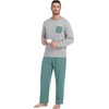 image:imageMens Pajamas Set Shirt and Pants Relaxed Fit Soft Fall Loungewear SleepwearHaze Blue Light Gray