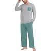 image:imageMens Pajamas Set Shirt and Pants Relaxed Fit Soft Fall Loungewear SleepwearHaze Blue Light Gray