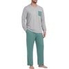 image:imageMens Pajamas Set Shirt and Pants Relaxed Fit Soft Fall Loungewear SleepwearHaze Blue Light Gray