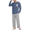 image:imageMens Pajamas Set Shirt and Pants Relaxed Fit Soft Fall Loungewear SleepwearLight Gray Gray Blue