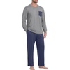 image:imageMens Pajamas Set Shirt and Pants Relaxed Fit Soft Fall Loungewear SleepwearNavy Blue Dark Gray
