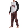 image:imageMens Pajamas Set Shirt and Pants Relaxed Fit Soft Fall Loungewear SleepwearPlaid Reindeer