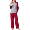 image:imageMens Pajamas Set Shirt and Pants Relaxed Fit Soft Fall Loungewear SleepwearRed