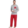 image:imageMens Pajamas Set Shirt and Pants Relaxed Fit Soft Fall Loungewear SleepwearRed Light Gray