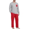 image:imageMens Pajamas Set Shirt and Pants Relaxed Fit Soft Fall Loungewear SleepwearRed Light Gray