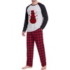 image:imageMens Pajamas Set Shirt and Pants Relaxed Fit Soft Fall Loungewear SleepwearRed Plaid Snowman