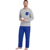 image:imageMens Pajamas Set Shirt and Pants Relaxed Fit Soft Fall Loungewear SleepwearRoyal Blue Light Gy