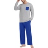 image:imageMens Pajamas Set Shirt and Pants Relaxed Fit Soft Fall Loungewear SleepwearRoyal Blue Light Gy