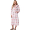 image:imagePrinStory Luxury Womens Robe with Hood Fluffy Bath Robe for Women S2XLPink Large Plaid
