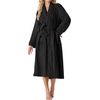 image:imagePrinStory Womens Robe Long Fluffy Fleece BathrobeBlack