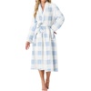 image:imagePrinStory Womens Robe Long Fluffy Fleece BathrobeFpblue Plaid