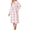 image:imagePrinStory Womens Robe Long Fluffy Fleece BathrobeFppink Large Plaid