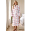image:imagePrinStory Womens Robe Long Fluffy Fleece BathrobeFppink Large Plaid