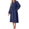 image:imagePrinStory Womens Robe Long Fluffy Fleece BathrobeNavy Blue