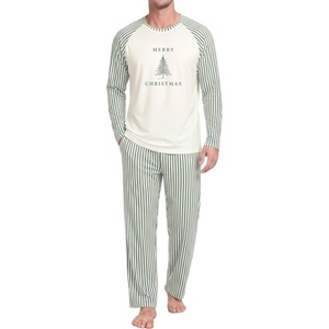 image:imageMens Pajamas Set Shirt and Pants Relaxed Fit Soft Fall Loungewear SleepwearGreen Christmas Tree