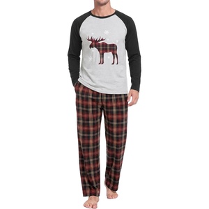 image:imageMens Pajamas Set Shirt and Pants Relaxed Fit Soft Fall Loungewear SleepwearPlaid Reindeer