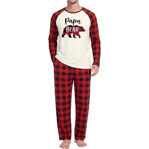 image:imageMens Pajamas Set Shirt and Pants Relaxed Fit Soft Fall Loungewear SleepwearRed Checkered Bear