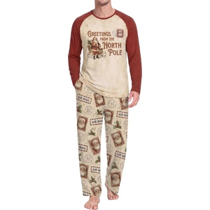 image:imageMens Pajamas Set Shirt and Pants Relaxed Fit Soft Fall Loungewear SleepwearSanta Claus Stamps