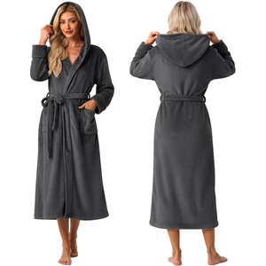 image:imagePrinStory Luxury Womens Robe with Hood Fluffy Bath Robe for Women S2XLDark Gray