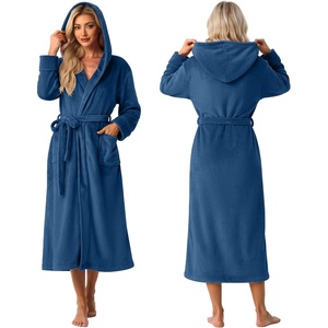 image:imagePrinStory Luxury Womens Robe with Hood Fluffy Bath Robe for Women S2XLDenim Blue